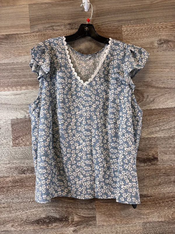 Fashionable Comfort Top Short Sleeve By Shein In Floral Print, Size: 3x