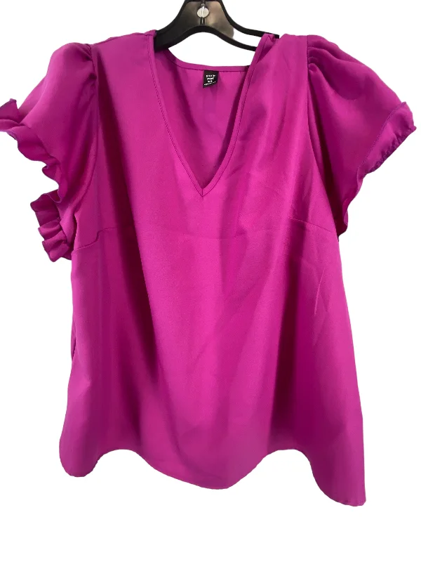 Exquisite Fabrics Top Short Sleeve By Shein In Purple, Size: 2x