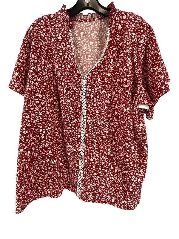 Street Charm Top Short Sleeve By Shein In Red, Size: 2x