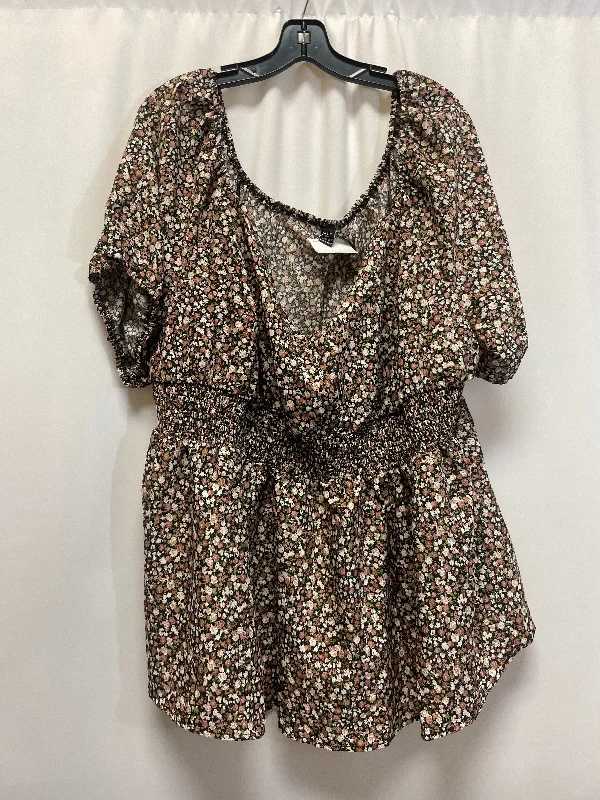 Noble Temperament Top Short Sleeve By Shein In Tan, Size: 4x