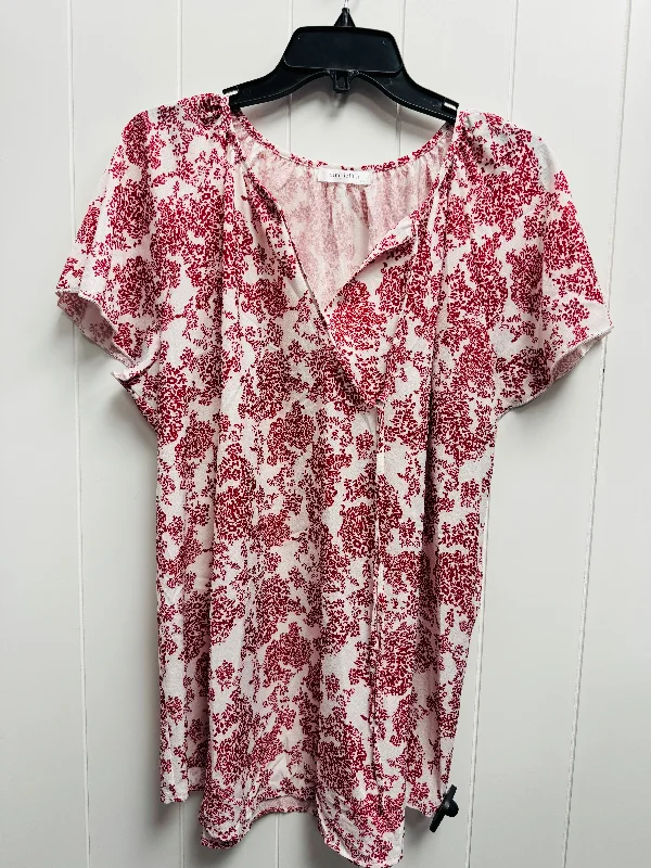 Urban Style Top Short Sleeve By SIMPLE FUN -  In Red, Size: 2x