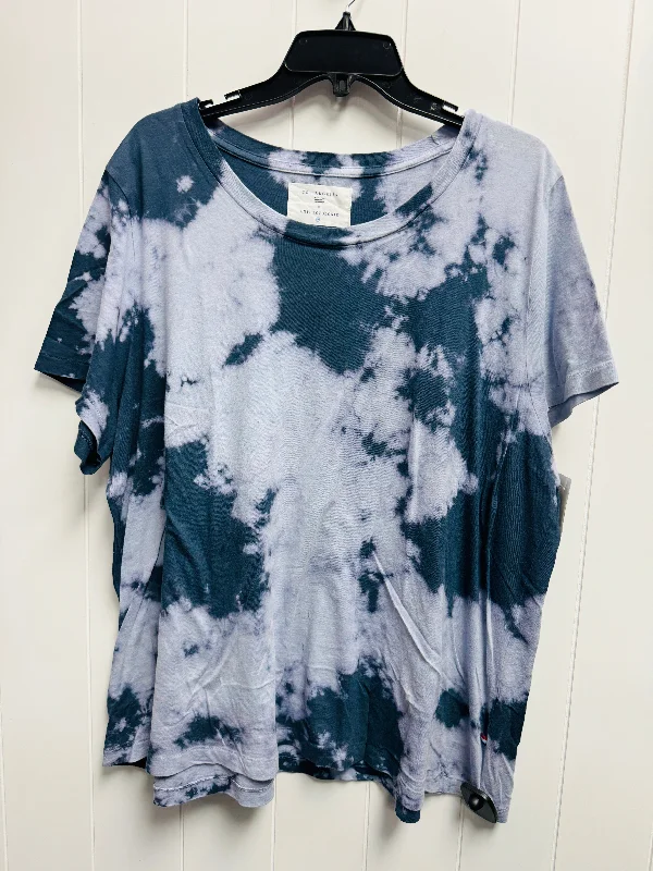 Casual Style Top Short Sleeve By Sol Angeles In Blue, Size: 2x