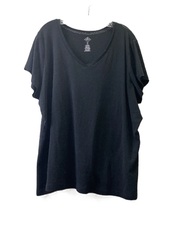 Classic Retro Top Short Sleeve By St John Knits In Black, Size: 4x