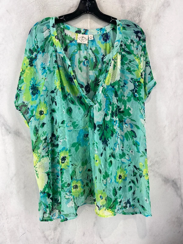 Classic Style Top Short Sleeve By St Johns Bay In Green, Size: 3x