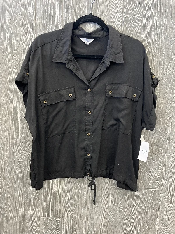 Celebrity Style Top Short Sleeve By Time And Tru In Black, Size: 3x
