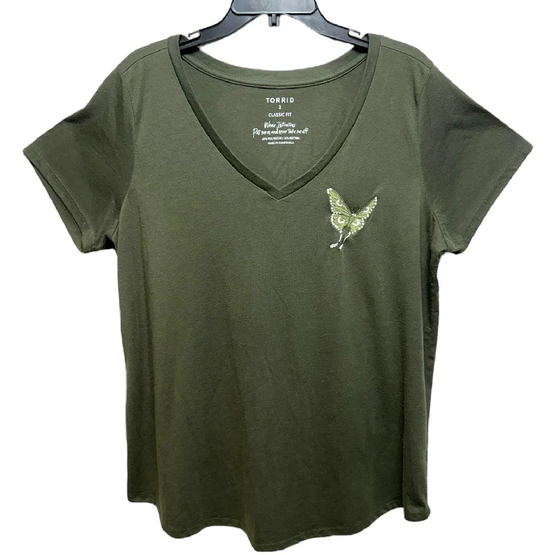 Innovative Design Top Short Sleeve By Torrid In Green, Size: 1x