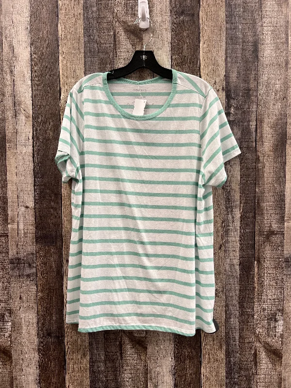Comfortable Outfits Top Short Sleeve By Torrid In Green & White, Size: 1x
