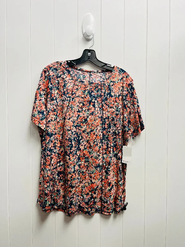 Unique Fashion Top Short Sleeve By West Bound In Pink, Size: 1x