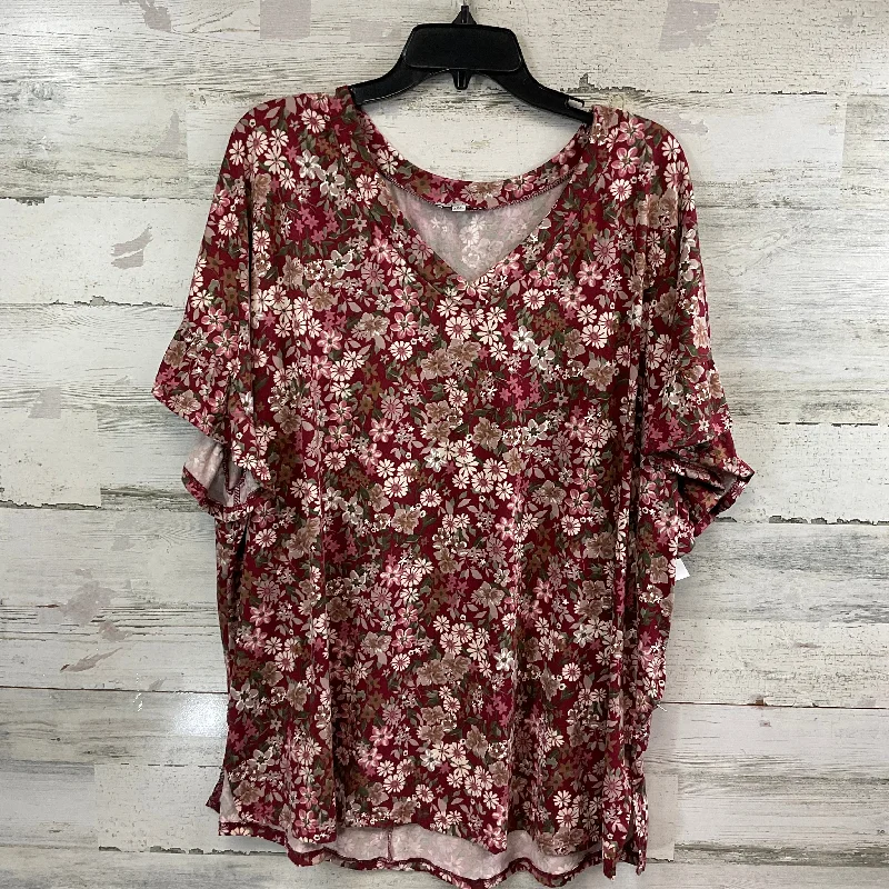 Weekend Style Top Short Sleeve By White Birch In Red, Size: 3x