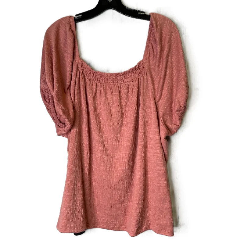 Elegant Comfort Top Short Sleeve By Wonderly In Pink, Size: 1x