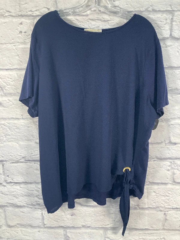 Fashion Design Top Short Sleeve Designer By Michael By Michael Kors In Navy, Size: 3x