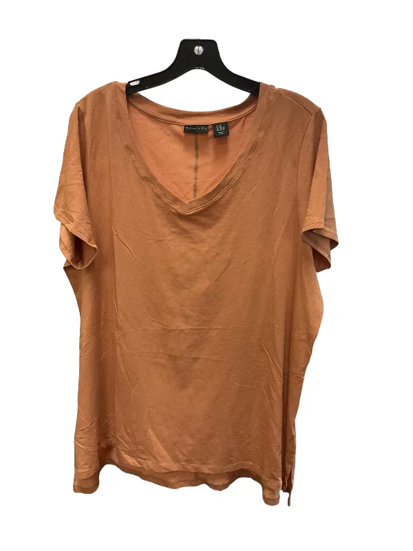 Luxury Customization Top Short Sleeve Designer By Tahari In Brown, Size: 2x