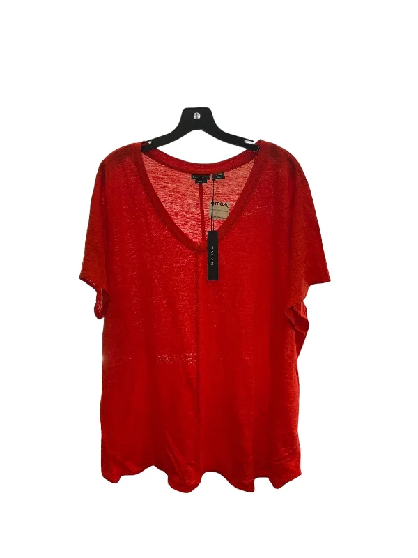 Luxe Comfort Top Short Sleeve Designer By Tahari In Red, Size: 3x
