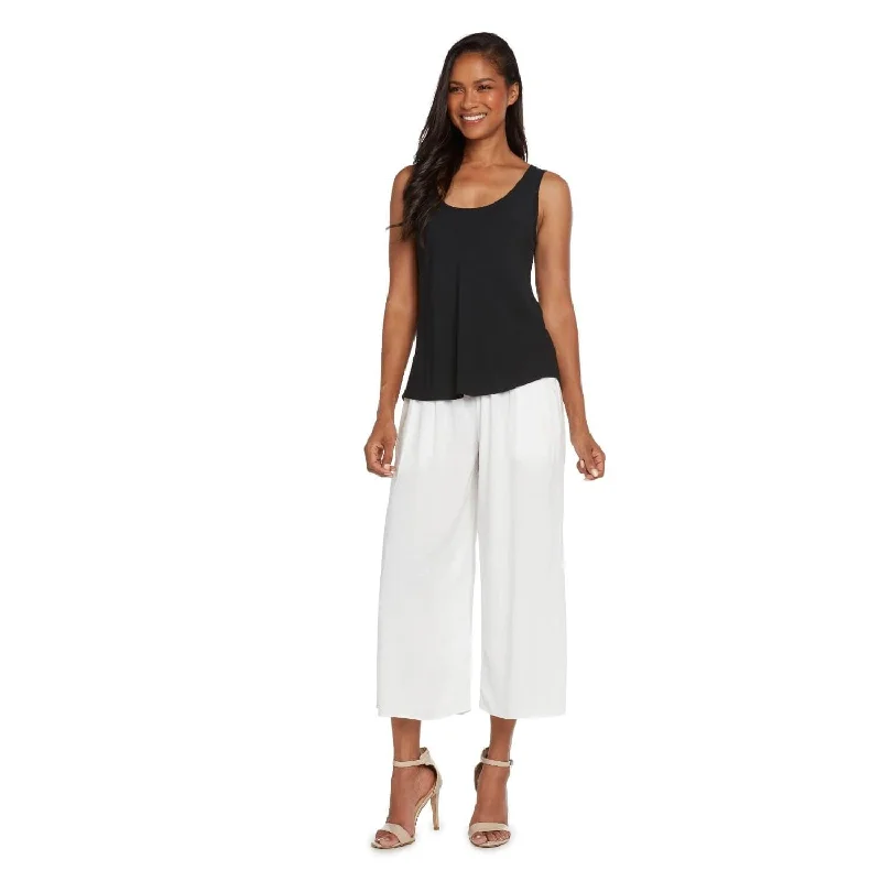 Noble Temperament Solid Wide Leg Crop - White