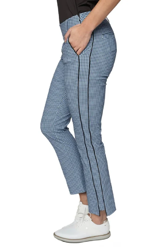 All-Day Outfits Zoo Blue/Cocoa Checkered Stretch Ankle Pants