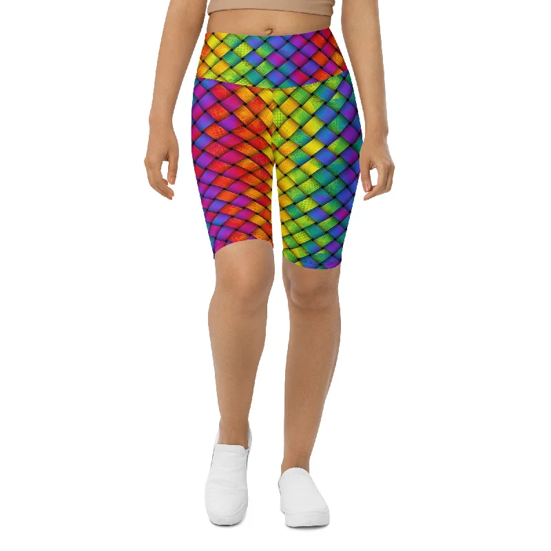 Sexy Fun 3D Rainbow Pattern Biker Shorts