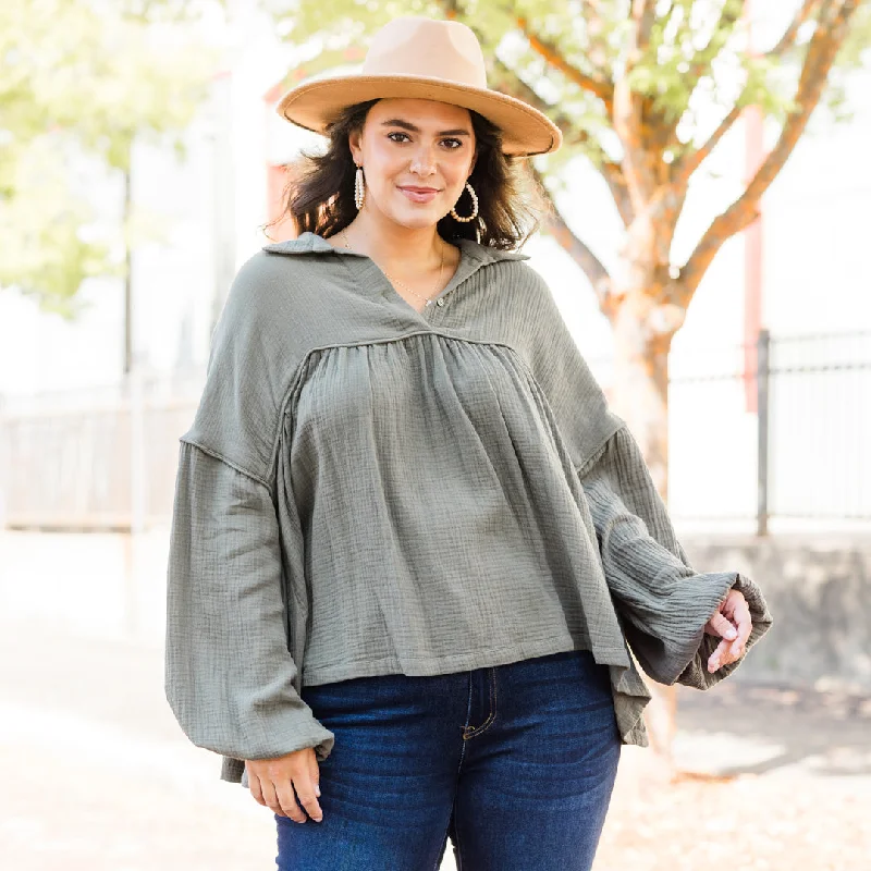 Comfortable Chic Actions Speak Louder Top, Olive Green