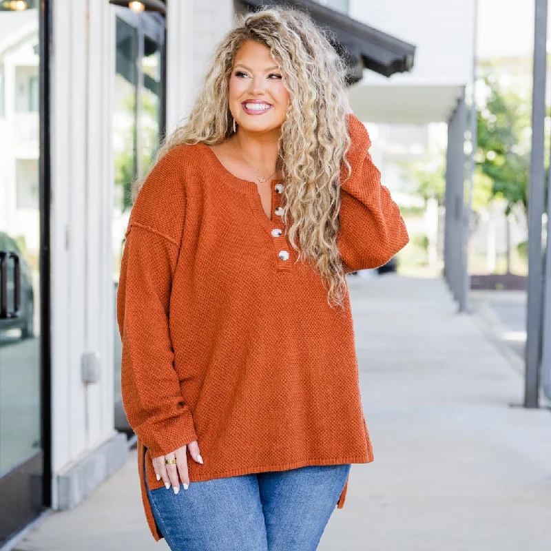 Luxury Temperament Apple Picking Sweater, Rust