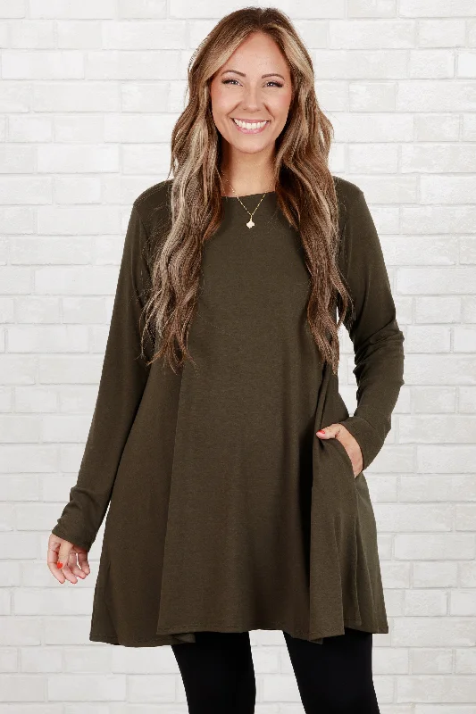 Soft Casuals As Long As You're Here Tunic, Dark Olive