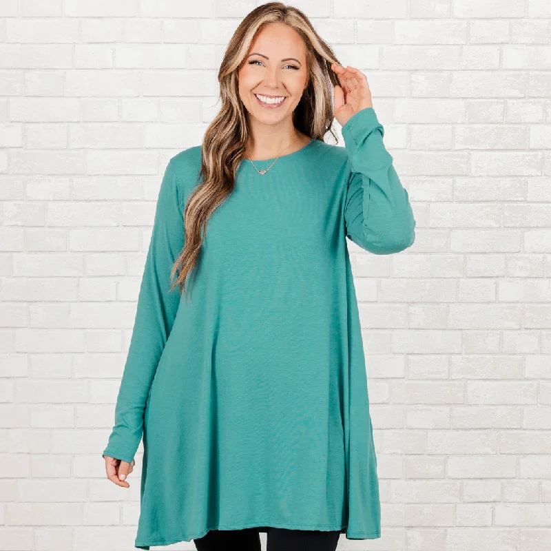 Casual Chic Looks As Long As You're Here Tunic, Dusty Teal