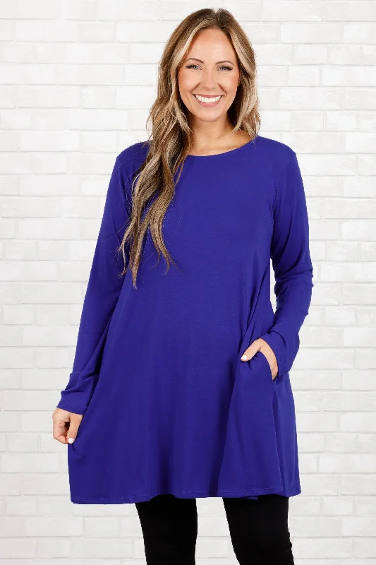 Trendy Comfort As Long As You're Here Tunic, Bright Blue