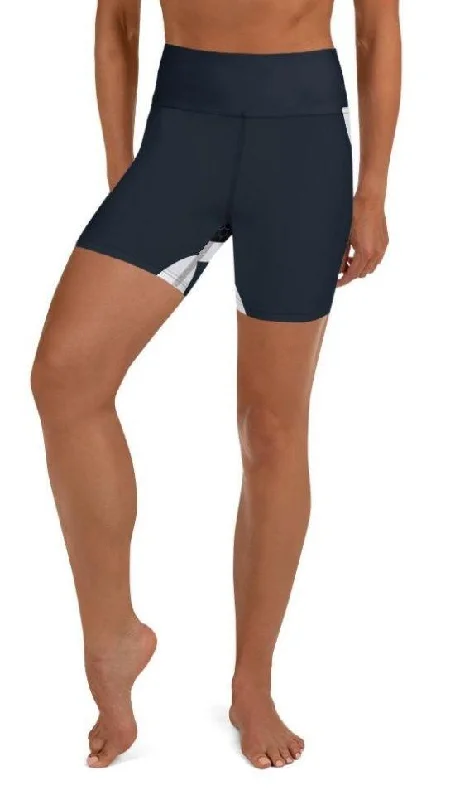 Relaxed Dresses Beehive Geometric Yoga Shorts Navy Blue