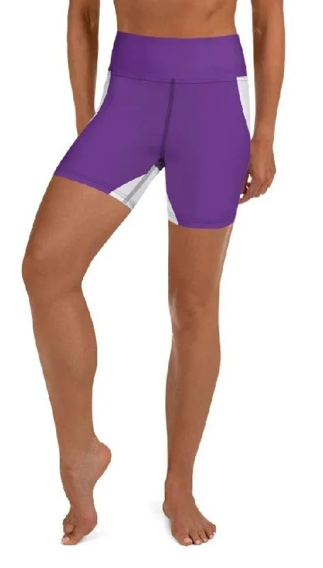 Elegant And Casual Beehive Geometric Yoga Shorts Royal Purple