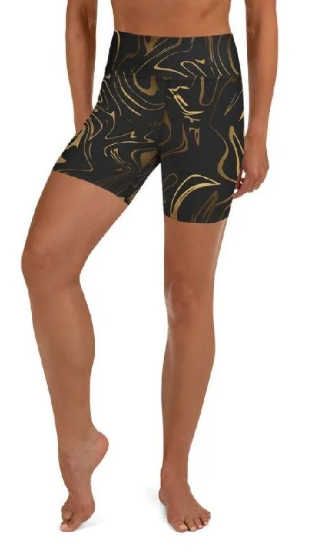 Comfortable Looks Black & Gold Yoga Shorts