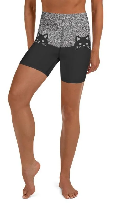 Timeless Outfits Black Kitty Yoga Shorts