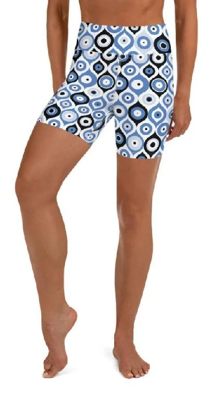 Light Comfort Blue Eye Pattern Yoga Shorts