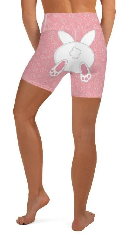 Elegant Design Bunny But* Easter Yoga Shorts (Pink)