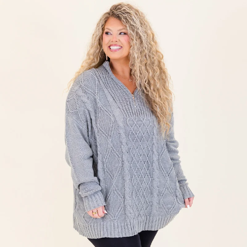 Stunning Fashion Cable Knit Classic Sweater, Gray
