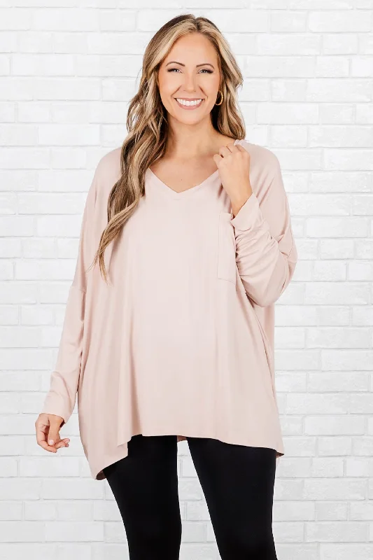 Simple Elegance Call Me Today Top, Dusty Blush