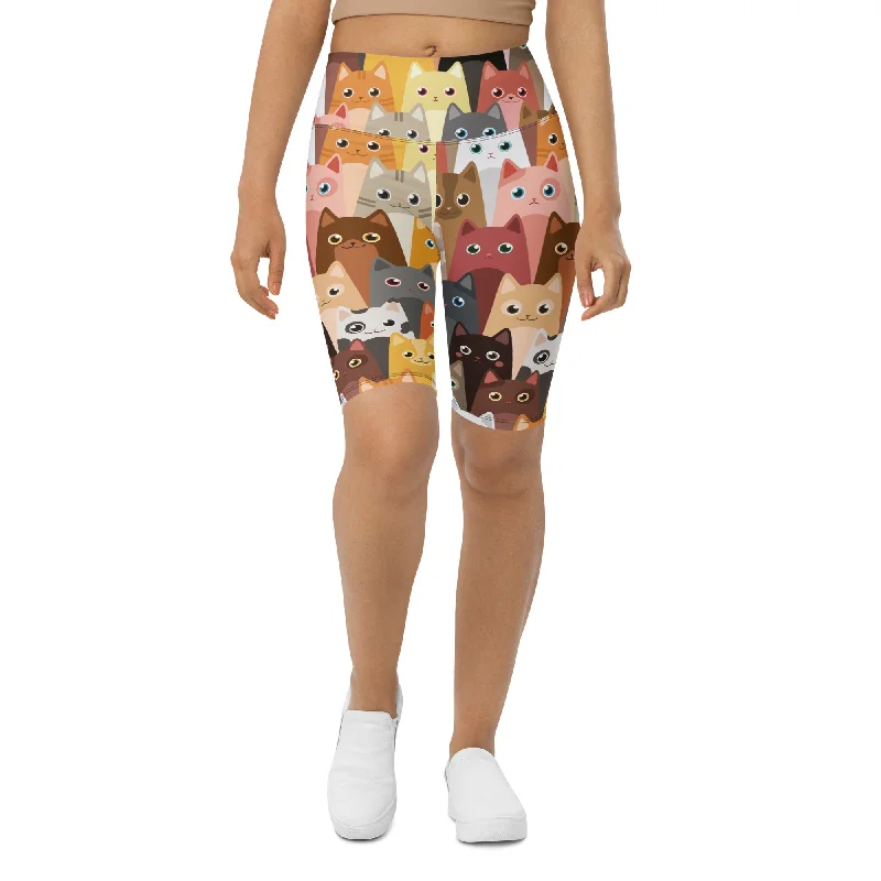 Cozy Chic Wear Cartoon Cats Biker Shorts
