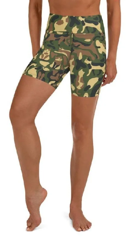Dessert Matching Cat Camo Yoga Shorts