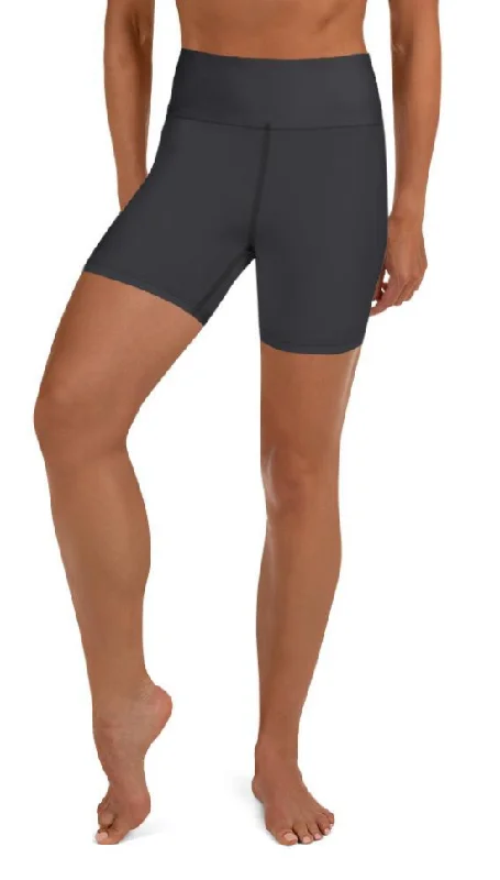 Designer Style Charcoal Gray Yoga Shorts