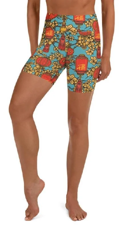Casual And Casual Chinese Festive Yoga Shorts