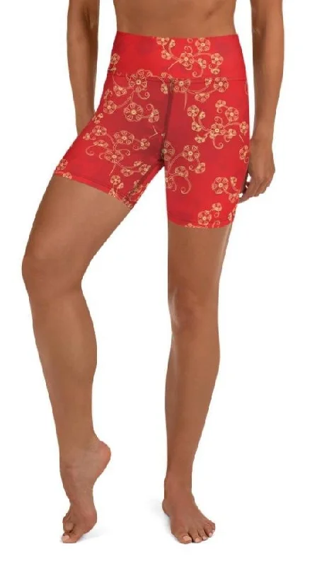 Modern Tailoring Chinese Inspired Pattern Yoga Shorts