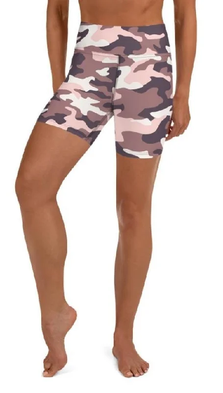 Soft And Comfortable Chocolate Brown Camo Yoga Shorts