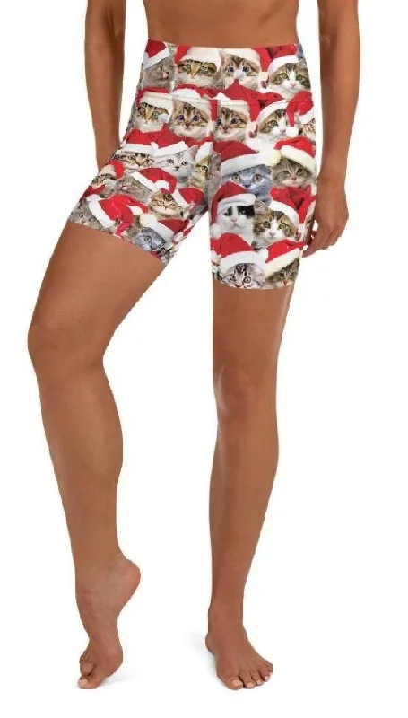 Versatile Style Christmas Cat Yoga Shorts