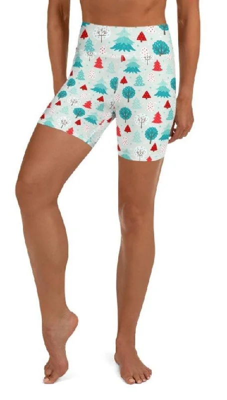 Youthful Vitality Christmas Forest Yoga Shorts
