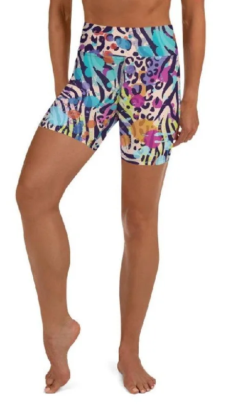 Fashionable Ease Colorful Animal Print Symbiosis Yoga Shorts