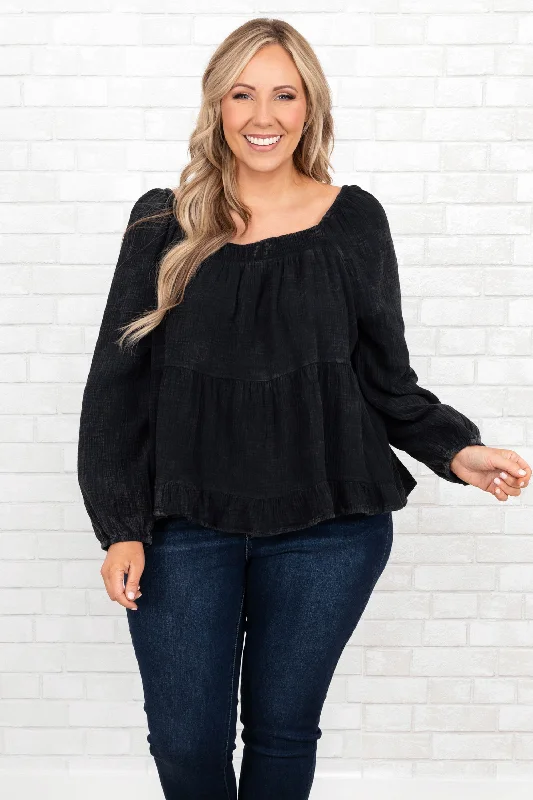 Elegant Design Come Home To Me Top, Black