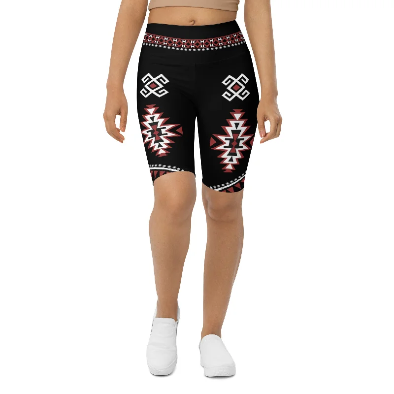 Youthful Street Fashion Cowgirl Red & Black Biker Shorts