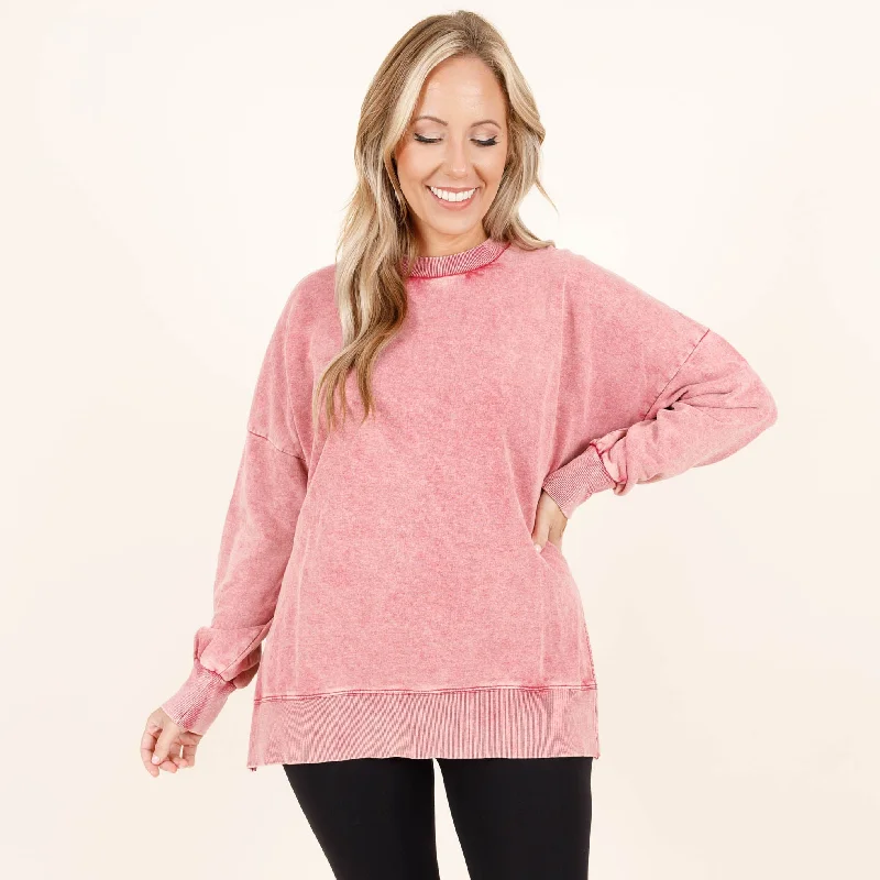 Designer Style Cozy Crewneck Pullover, Wine