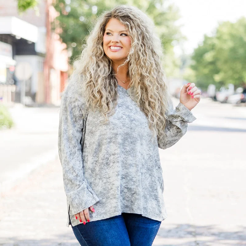 Comfortable And Casual Cue The Cozy Top, Gray