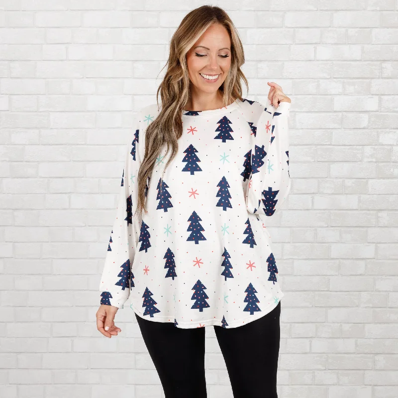 High-end Fashion Curved Hem Slouchy Dolman Tunic, Feelin' Pine