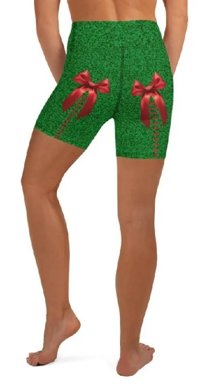 Ethnic Style Cute Christmas Bow Yoga Shorts