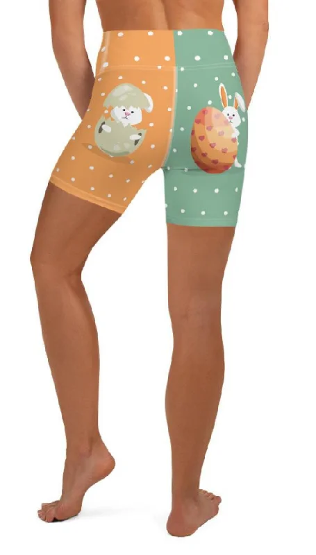 Carefree Cute Easter Bunnies Yoga Shorts