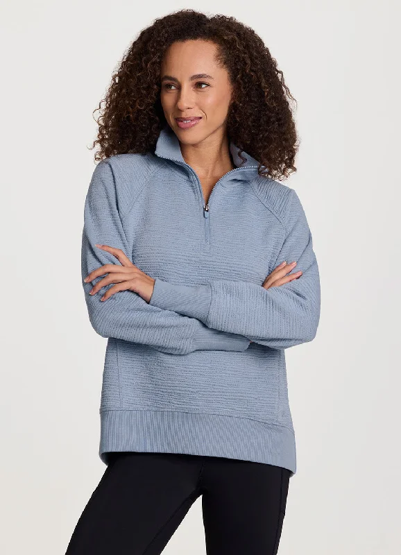 Youthful Street Fashion Easy Living Textured 1/4 Zip Pullover
